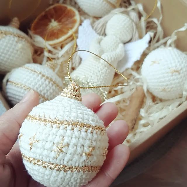 Handmade crochet white Christmas angel tree ornament