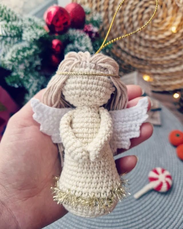 Handmade crochet Christmas angel ornament