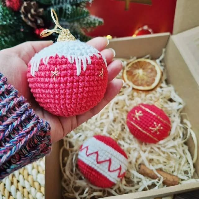 Handmade crochet Christmas tree ornaments in original design