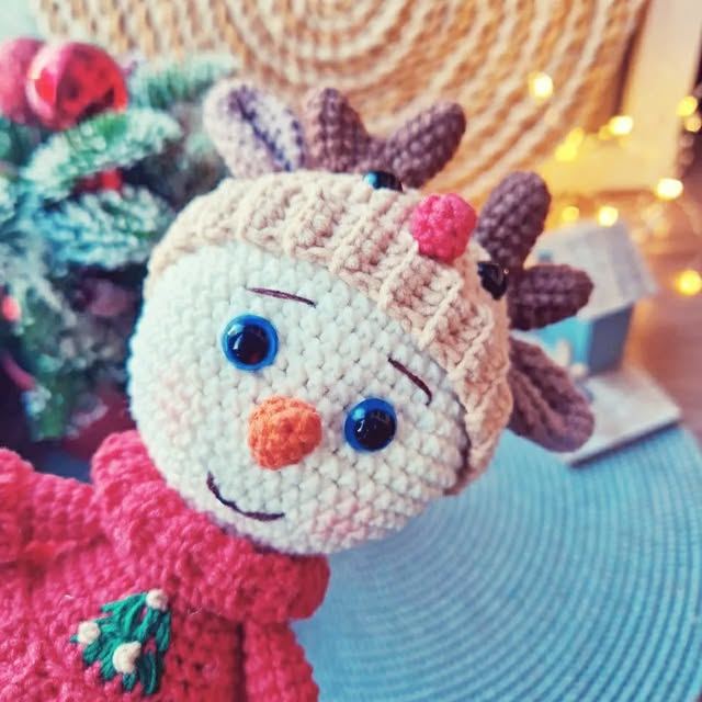 Handmade crochet snowman
